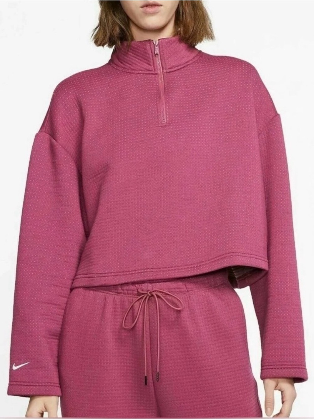Nike Tech Fleece 1/4 Zip Crop Sweater CT0882-528 Size L